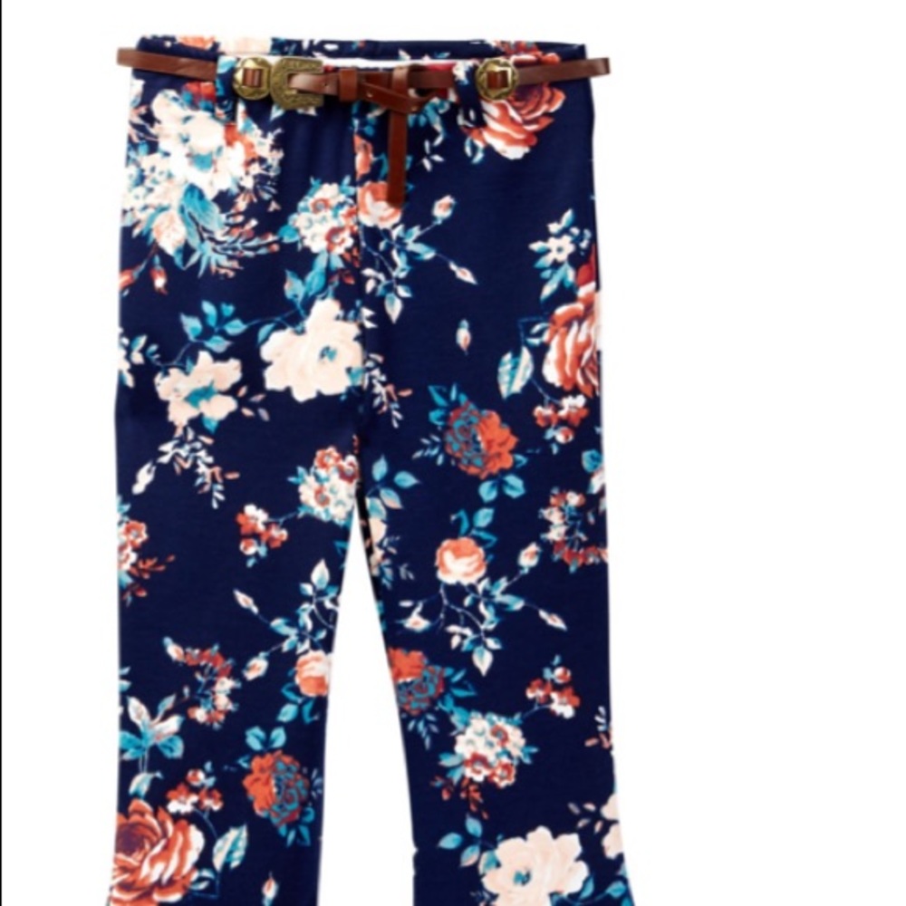 My Michelle flare girls floral pants w/ belt NWOT